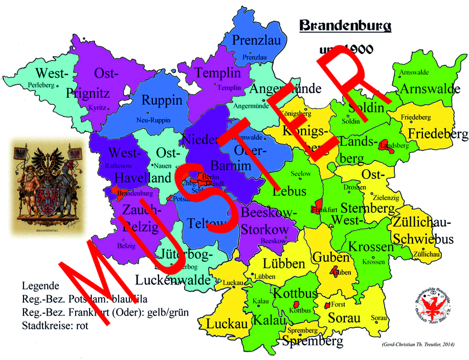 Provinz Brandenburg mit Kreisen um 1900